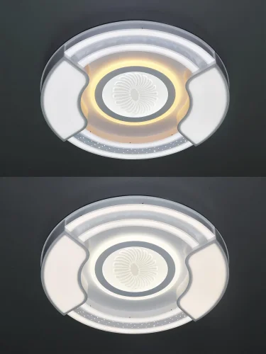 Люстра потолочная с пультом LED LAMPS 81088 Natali Kovaltseva белая на 1 лампу, основание белое в стиле хай-тек с пультом фото 7